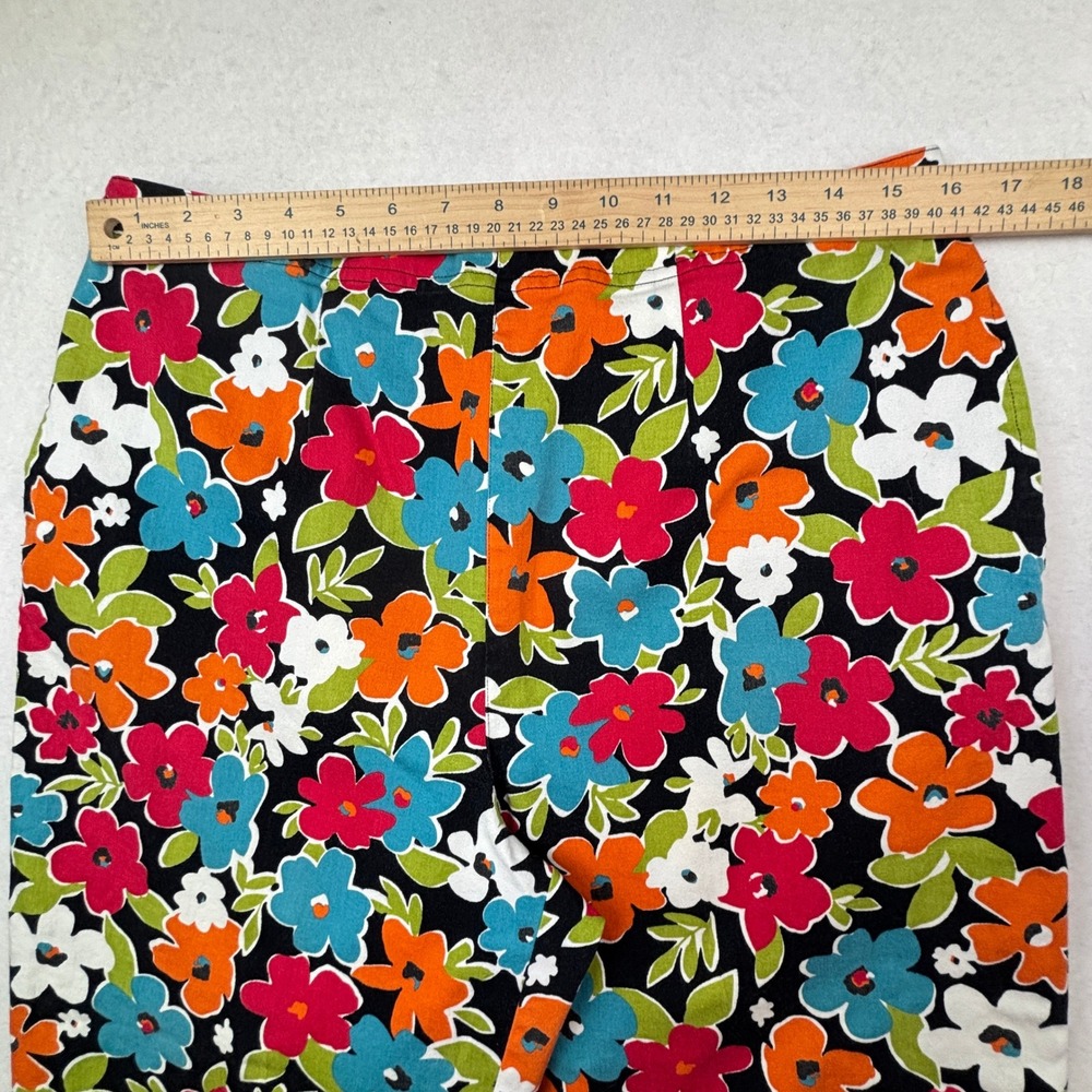 Breckenridge Cropped Pants Womens XL‎ Floral Elastic Waist Bold Retro - Picture 7 of 9